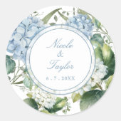 Sticker Rond Dusty Blue Hydrangea Wedding  (Devant)