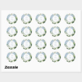 Sticker Rond Dusty Blue Hydrangea Wedding  (Feuille)