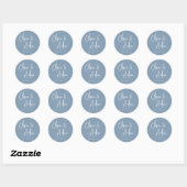 Sticker Rond Dusty Blue | Mariage de script manuscrit moderne (Feuille)