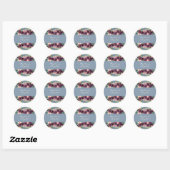 Sticker Rond Dusty Blue | Mariage Floral d'aquarelle Bourgogne (Feuille)