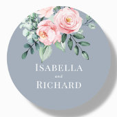 Sticker Rond Dusty Blue | Mariage floral rose pâle
