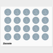 Sticker Rond Dusty Blue Minimalist Wedding  (Feuille)