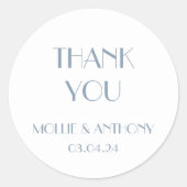 Sticker Rond Dusty Blue Modern Déco Mariage Merci (Devant)