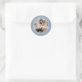 Sticker Rond Dusty Blue Modern Merci Mariage Photo Favoriser (Sac)