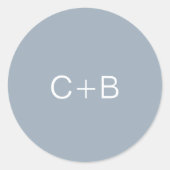 Sticker Rond Dusty Blue Monogram Modern Wedding (Devant)