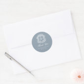 Sticker Rond Dusty Blue Monogram Wedding Crest Thank You (Enveloppe)