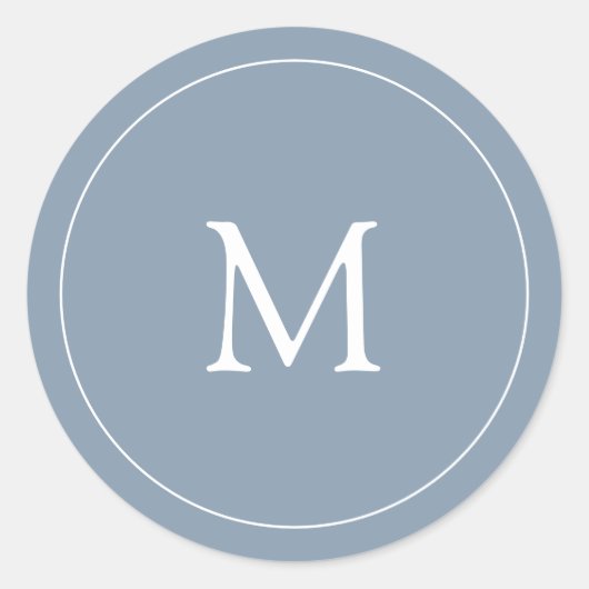 Sticker Rond Dusty Blue | Monogramme Mariage (Devant)