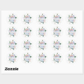 Sticker Rond Dusty Blue Pastel Rose hydrangea Mariage Merci (Feuille)