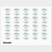 Sticker Rond Dusty Blue Peonies garçon Baby shower Merci (Feuille)
