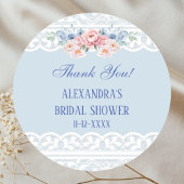 Sticker Rond Dusty Blue Peony Fête des mariées Merci