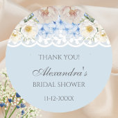 Sticker Rond Dusty Blue Peony Hydrangea Fête des mariées Merci