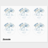 Sticker Rond Dusty blue Quelque chose de bleu nuptiale merci (Feuille)