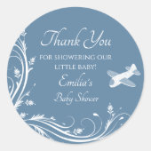 Sticker Rond Dusty Blue Rocse Baby shower Merci de cheval (Devant)