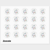 Sticker Rond Dusty Blue Rose hydrangée Douche nuptiale merci (Feuille)