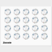 Sticker Rond  Dusty Blue Rustic Wedding Floral (Feuille)
