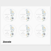 Sticker Rond Dusty Blue Sage Wildflower Meadow Wedding (Feuille)