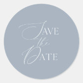 Sticker Rond Dusty Blue Save The Date Script Wedding  (Devant)