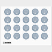 Sticker Rond Dusty Blue Seashell Beach Mariage côtier (Feuille)