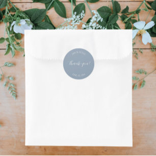 Sticker Rond Dusty Blue Stylisé Merci Mariage