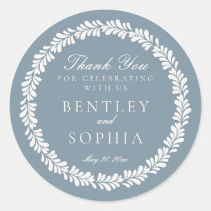 Sticker Rond Dusty Blue Talavera Espagne Fiesta Wedding Favoris