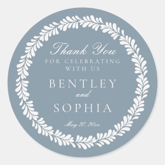 Sticker Rond Dusty Blue Talavera Espagne Fiesta Wedding Favoris (Devant)