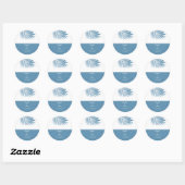 Sticker Rond Dusty Blue Tropical Palm Tree Cool Mariage (Feuille)