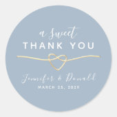 Sticker Rond Dusty Blue Un doux Mariage Merci (Devant)
