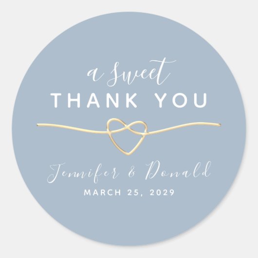Sticker Rond Dusty Blue Un doux Mariage Merci (Devant)