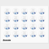 Sticker Rond Dusty Blue Wedding Modern Floral Boho (Feuille)