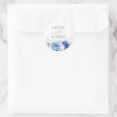 Sticker Rond Dusty Blue Wedding Modern Floral Boho (Sac)