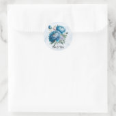 Sticker Rond Dusty et marine Watercolor Mariage Peony (Sac)