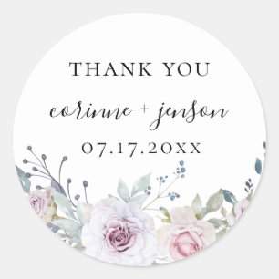 Sticker Rond Dusty Garden Floral Wedding Favoriser