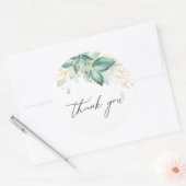 Sticker Rond Dusty Green Gold Eucalyptus Merci vert (Enveloppe)