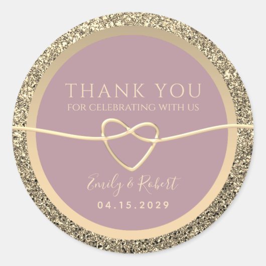 Sticker Rond Dusty Mariage Merci Rose (Devant)