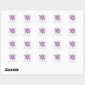 Sticker Rond Dusty Mauve Floral Rose Mariage d'aquarelle (Feuille)