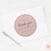 Sticker Rond Dusty Pink Chic Script Thank You For Shopping (Enveloppe)