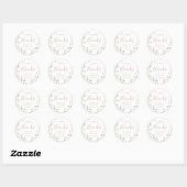 Sticker Rond Dusty Pink Fleur sauvage Rustic Boho merci pour (Feuille)