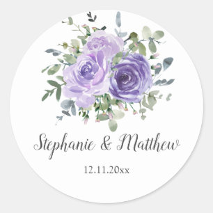 Sticker Rond Dusty Purple Eucalyptus Mariage végétal