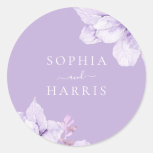 Sticker Rond Dusty Purple Floral Mariage