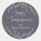 Sticker Rond Dusty Purple Leaf Motif personnalisé Thanksgiving (Devant)