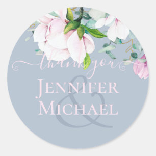 Sticker Rond Dusty Rose Blue Sage Magnolias Eucalyptus Merci