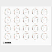 Sticker Rond Dusty Rose Blush Floral Eucalyptus Mariage Classiq (Feuille)