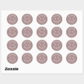 Sticker Rond Dusty Rose Botanique Mariage de couronne Monogramm (Feuille)