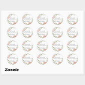 Sticker Rond Dusty rose Floral Bridal Merci (Feuille)
