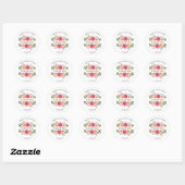 Sticker Rond Dusty Rose | Mariage floral rose pâle (Feuille)