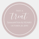 Sticker Rond Dusty Rose Mariage Simple Calligraphie Script Trea (Devant)