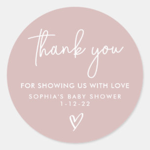 Sticker Rond Dusty rose minimaliste Baby shower moderne Boho
