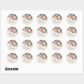 Sticker Rond Dusty rose moderne Mariage d'aquarelle tropicale (Feuille)
