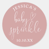 Sticker Rond Dusty Rose rose Baby Sprinkle Douche Favoriser (Devant)