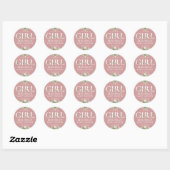 Sticker Rond Dusty Rose rose Verdure C'Est Un Baby shower Fille (Feuille)